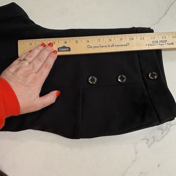 Nine West Pants Women 10 Black Trouser Sailor Nautical Corp Academia Gold Button - Picture 11 of 12